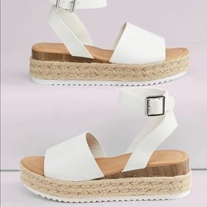 White Espadrille Platform Sandals